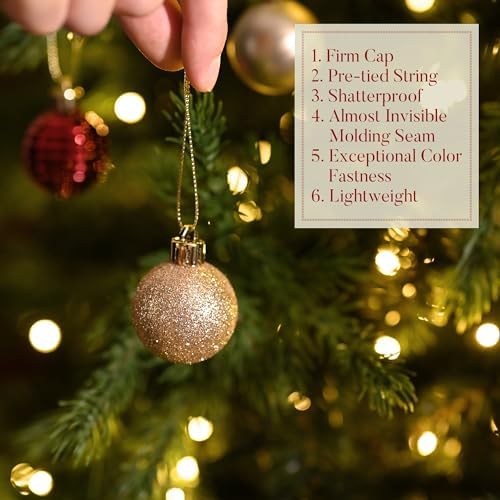 Valery Madelyn Small Christmas Tree Decorations Ball Ornaments 24ct 1.57"