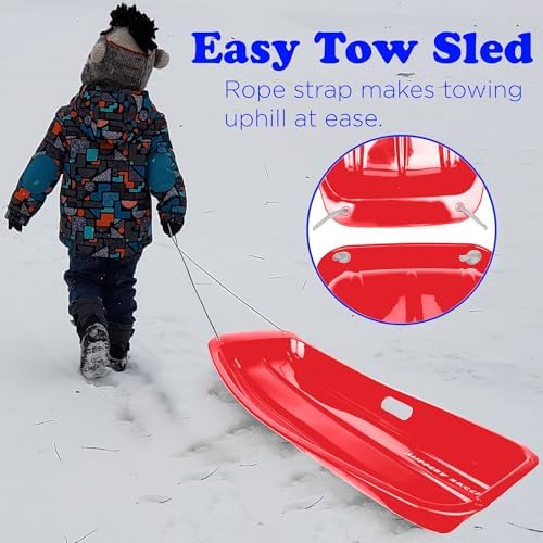 Slippery Racer Downhill Sprinter Flexible Kids Toddler Plastic Cold-Resistant Toboggan Snow Sled with Pull Rope and Handles -35 Inch