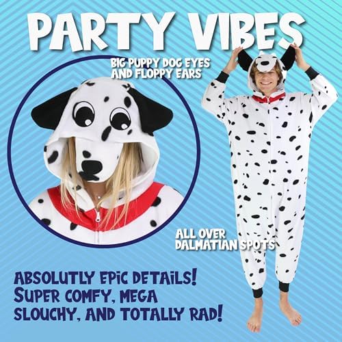 Funziez! Adult Onesie Halloween Costume Animal Dinosaur Shark Unisex Plush One Piece Cosplay Suit for Adults, Men and Women