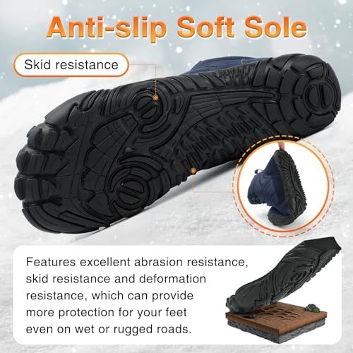 Womens Mens Barefoot Boots Shoes Minimalist Winter Snow Boots Warm Ankle Booties Zero Drop Sole Wide Toe Box Slip on Sneakers