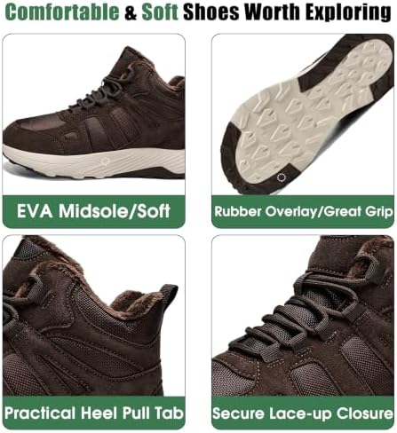 Winter Boots for Men and Women, Warm Fur-Lined Snow Boots with Slip-Resistant Outsole, High-Top Hiking Boots for Outdoor Walking and Cold Weather