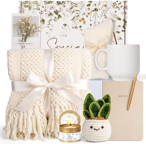 Birthday Gift for Women Friendship, Gifts for Women Birthday Unique Self Care, Gifts Basket for Best Friend, Sister, Mom, Teen Girls, Wife, Girlfriend, Coworker (Ivory)