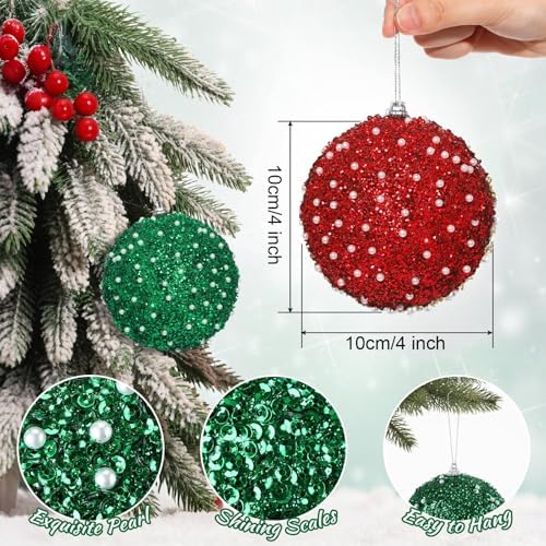 Lyrow 24 Pcs 4" Christmas Ball, Red,Green