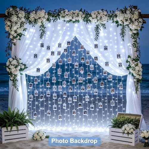 JMEXSUSS 300 LED Curtain Lights, Indoor String Lights for Bedroom, White