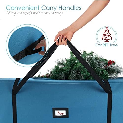 Hearth & Harbor Christmas Tree Storage Bag - Artificial Christmas Tree Bag with Reinforced Handles, Dual Zipper, Wide Opening - Storage Container for Trees and Decorations, 7.5 + 9 FT - 600D Oxford