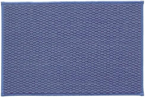 TYUU Bathroom Rugs Non Slip Washable, Super Absorbent Thin Bath Mat Small Quick Dry Low Pile Bathroom Rug, Denim Blue 16"x24"
