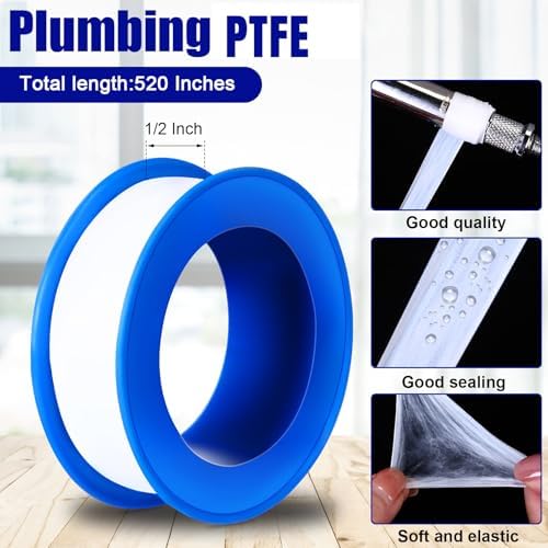 Pushglossy 50 Rolls PTFE Tape 1/2 x 520 Inches Plumbers Tape, White