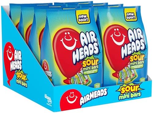 Airheads Mini SOURS Candy Bars, Variety Pack, 10 Ounce Bag (Pack of 8)