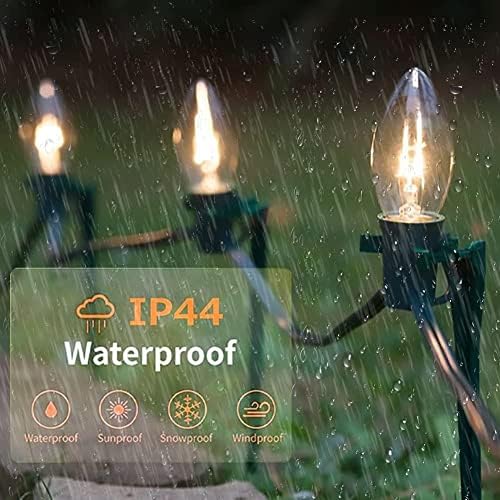 SUNSGNE C9 Clear Christmas Lights 25Ft Outdoor Christmas String Lights with 26 Clear Light Bulbs for Outdoor Patio, Cafe, Party Decor- Green Wire