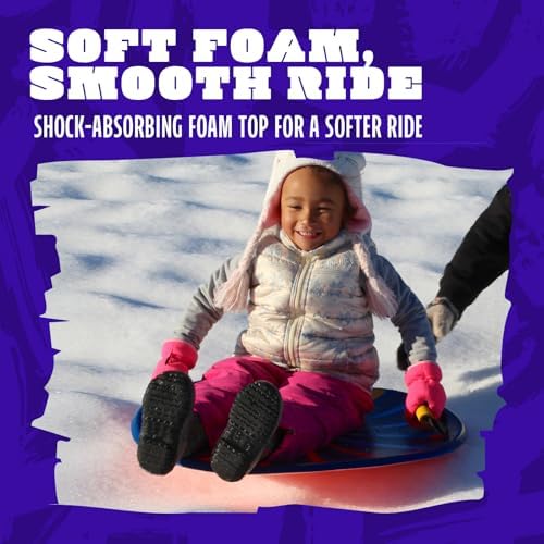 Flexible Flyer F26 Foam Saucer Sled for Kids and Adults - Solo Rider 26" Round Foam Sledding Disc Slider with Handles, Extremely Lightweight, Multicolor