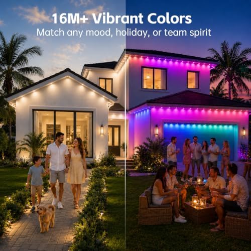 100FT Permanent Outdoor Lights, RGB+IC Eave Light, App & Remote Control