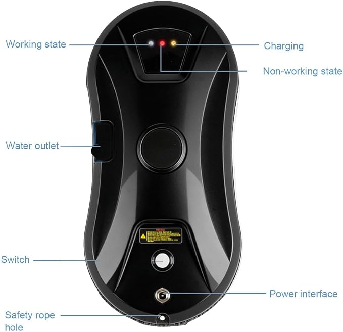Window Cleaner Robot with Ultrasonic 5600PA Auto Water Glass Cleaning Automatic Smart Robot Cleaner,Window Vacuum Cleaner with Control Windows/Tiles/Class Door Indoor Outdoor (Black)