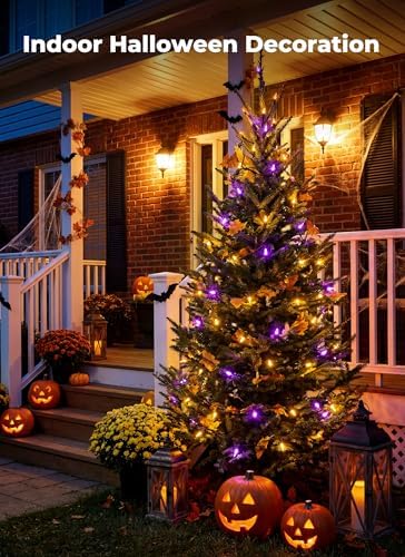 Minetom Halloween String Lights Orange & Purple 100 Count 20 Feet