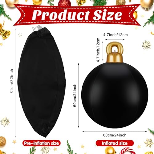 Jetec 4 Pcs Giant Inflatable Christmas Ball, Solid, Black