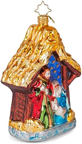 Christopher Radko Asleep in The Manger Christmas Ornament, Multicolor
