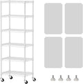 SINGAYE 6 Shelves Storage Shelf Wire Shelving Unit Metal Adjustable Wheels | Small Shelf Storage with Wheels Organizers Closet Unit for Bathroom Laundry Room Kitchen Pantry11.5D x 17.5W x 61.5H White