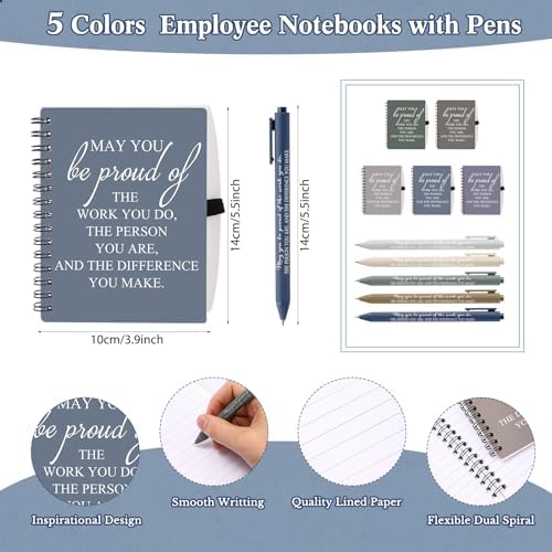Honoson 10 Sets/20 Pcs Employee Notebook Pen Gifts, Stylish Color