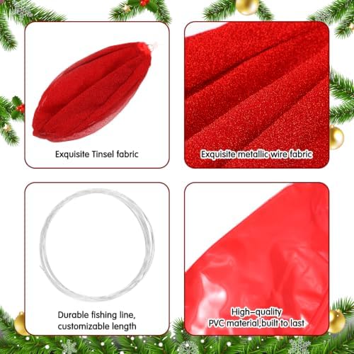Jetec 6 Pcs 10 Inch Christmas Ball Ornaments Silver Cap, Green, Gold, Red