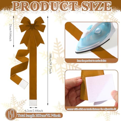 Daifunli 6 Pcs Brown Velvet Christmas Cabinet Bows Ribbons for Kitchen