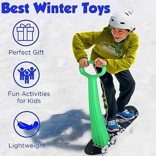 Slippery Racer Kids Lightweight Compact Foldable Downhill Outdoor Winter Ski Scooter Snow Sled (2 Pack)