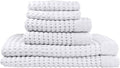GILDEN TREE Waffle Towel Set Quick Dry Thin | 2 Bath Towels | 2 Hand Towels | 2 Washcloths, Modern Style (White)