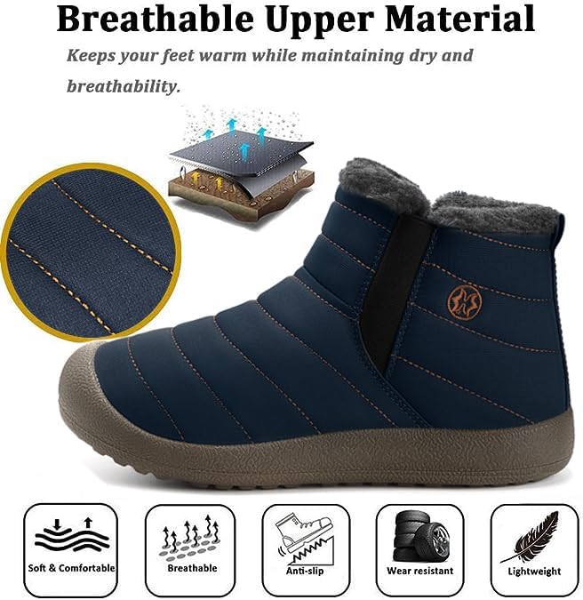 Eagsouni Womens Mens Snow Boots Winter Slip On Shoes
