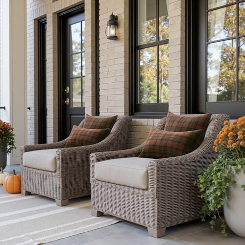 MIULEE Fall Plaid Pillow Covers Scottish Tartan 12x20 Terracotta Brown