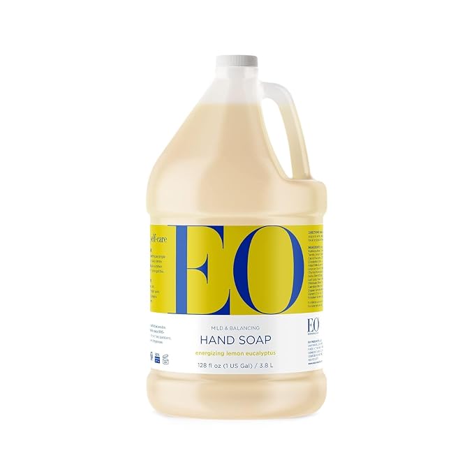 EO Liquid Hand Soap Refill, 1 Gallon, Lemon and Eucalyptus, made with Essential Oils for Kitchen and Bathroom