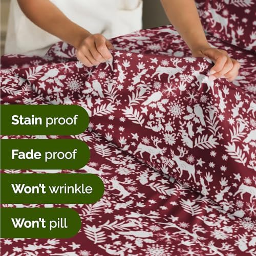 Christmas Sheet Set, Nordic, Holiday Xmas Bedding Set - Cal King Size