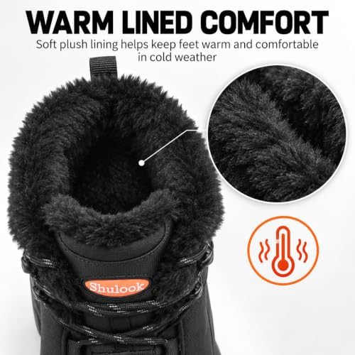 SHULOOK Men's Waterproof Winter Snow Boots: Insulated Warm Lined