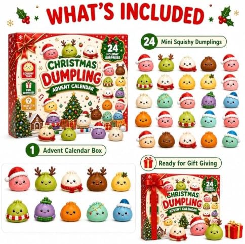 2026 Christmas Squishies Advent Calendar, 24-Day Countdown for Adults