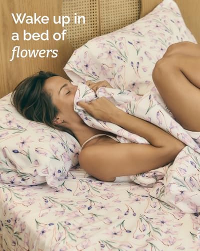 Cal King 4 Piece Boho Botanical Floral Sheet Set - Soft & Cooling - Iris