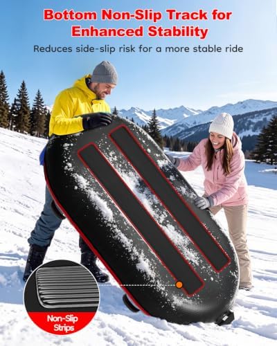 Raxurt 2 Person Heavy Duty Snow Tube, Snow Sled with Dual Backrests