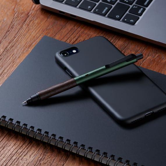 KURUTOGA Mitsubishi Pencil Mechanical Pencil Wood 0.5mm Forest Green M5KW1P.88 With Original Stylus Ballpoint Touch Pen