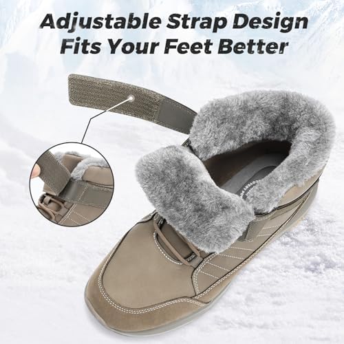 FitVille Wide Width Mens Winter Boots Fur Lined Extra Wide Snow Boot Lightweight Non Slip Outdoor Mens Diabetic Shoes for Flat Feet