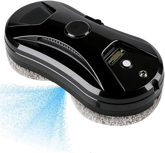 Window Cleaner Robot with Ultrasonic 5600PA Auto Water Glass Cleaning Automatic Smart Robot Cleaner,Window Vacuum Cleaner with Control Windows/Tiles/Class Door Indoor Outdoor (Black)