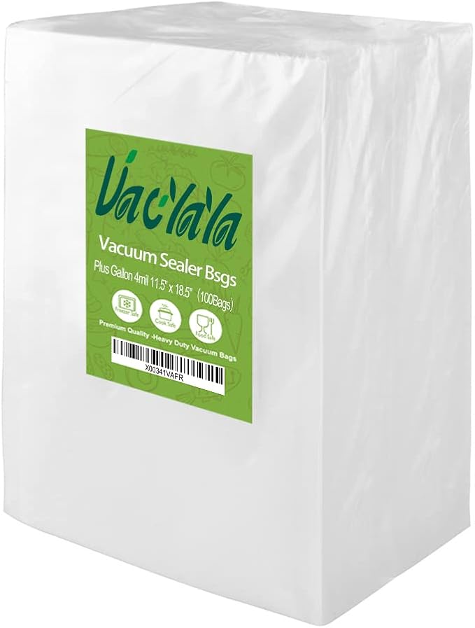 100ct Plus Gallon 4mil 11.5x18.5in BPA Free Food Vacuum Sealer Bags