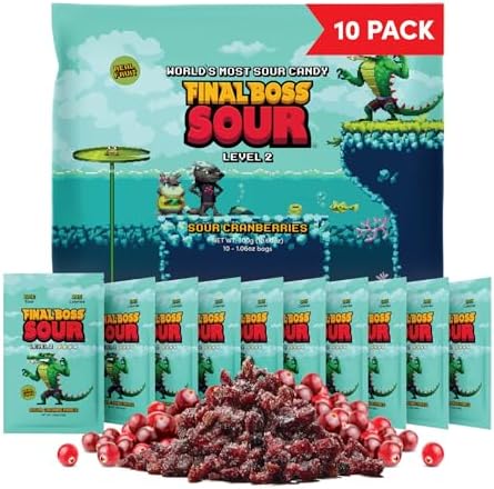Final Boss Sour Fruit Candy, Cranberries, Level 2, 10 Pack