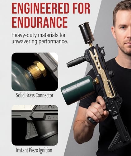 Powerful Propane Torch Gun, Gift for Men Dad, Culinary Blow Kitchen Cooking Torch for Steak Searing, Campfire Charcoal Starter for Blackstone Griddle Accessories (Tank Not included) Black Gold