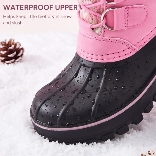 Stelle Girls Snow Boots with Faux Fur Collar Kids Winter Warm Boot