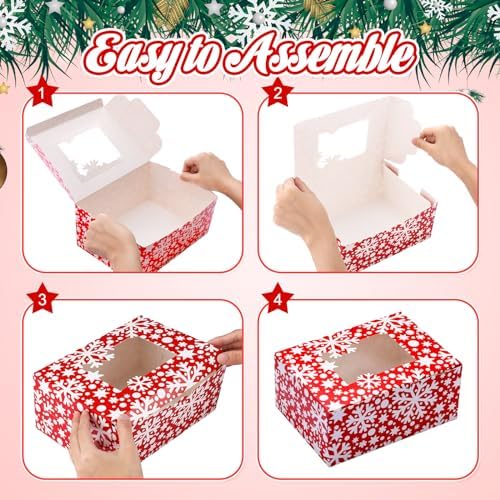 Tenceur 120 Pcs Christmas Cookie Box Window,8.3 x 5.9 x 3.7'',Classic