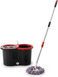 Spin Mop & Bucket Set with 2 Microfiber Mop Heads – Durable Stainless Steel & ABS Build – Black Red, Blue, Purple Colors – Bucket with 90–120cm Telescopic Handle