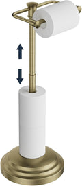 Antique Bronze Toilet Paper Holder Stand, Bathroom Toilet Paper Holder Free Standing, Stainless Steel Pivoting Toilet Tissue Roll Holder，Adjustable Height (14.76'' to 23.36'') Paper Holder