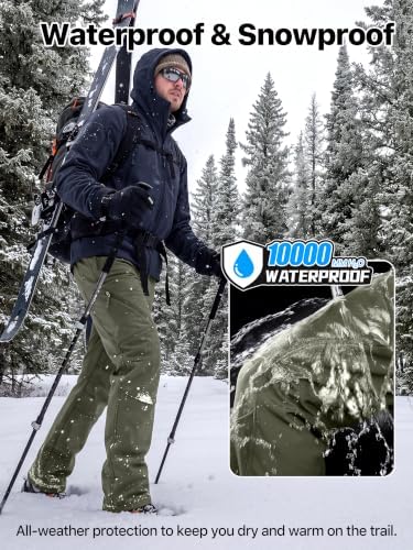 FREE SOLDIER Men's Fleece Lined Pants Softshell Snow Ski Pants