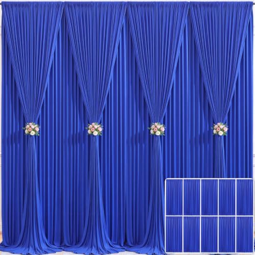 10 Panels Royal Blue Backdrop Curtain for Wedding Parties Wrinkle Free Blue Photo Curtains Backdrop Drapes Fabric Decoration for Birthday Party Baby Shower 50ft(W) x 10ft(H)