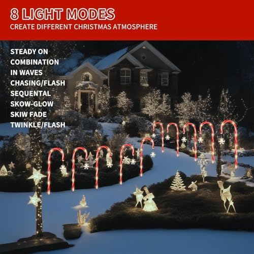 20 Pack Solar Candy Cane Pathway Lights, Warm White Christmas Yard Decor