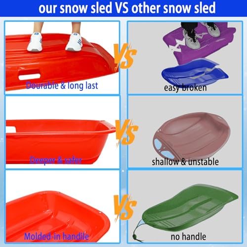 35" Snow Sled for Kids & Adults, Cold Resistant Flexible Toboggan