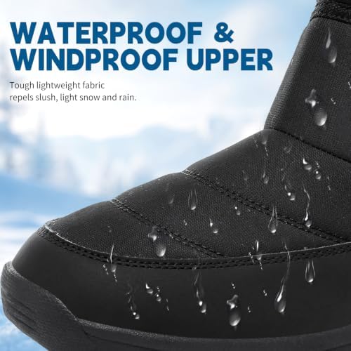 Men's Mid-Calf Winter Boots Zipper Snow Boots Mens Fur Lined Warm Boots