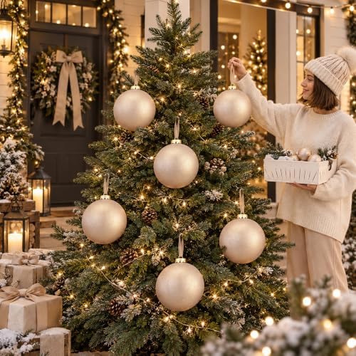 6 Pcs 6'' Large Christmas Ball Ornaments Light Brown Copper