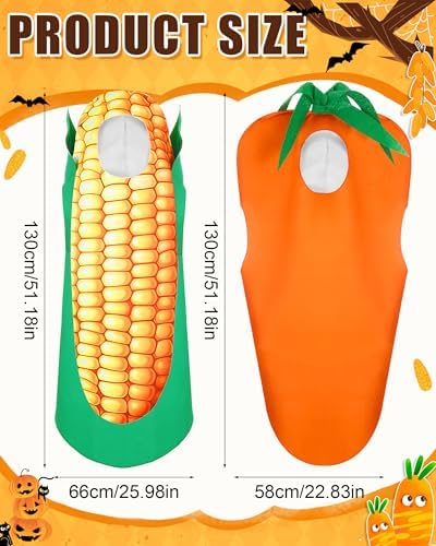 Shihanee 2 Pcs Halloween Corn Carrot Costume Adult Couple Cosplay Suit